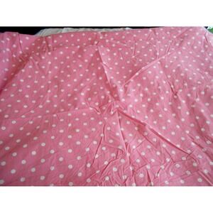 Pottery Barn Teen Queen Size Flat Sheet Pink White Polka Dots 100% Organic Cotto